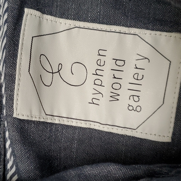 E Hyphen World Gallery Pleated Chambray Hooded 3/4 Sleeve Lightweight Jacket - Picture 5 of 12